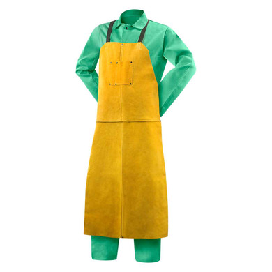 Steiner 82166 24 X 48 Leather Bib Apron with Adjustable Crossed Back and Waist Strap - Quick Release