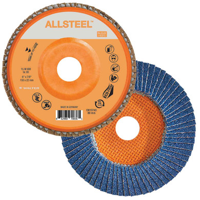 Walter 15W608 6x7/8 ALLSTEEL Flap Disc with Eco-Trim Backing 80 Grit Type 27, 10 pack