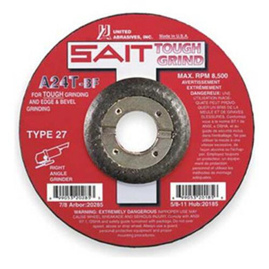 United Abrasives SAIT 20280 6x1/4x7/8 A24T Tough Grind No Hub Type 27 Grinding Wheel, 25 pack