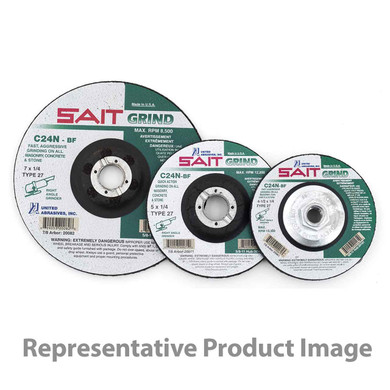 United Abrasives SAIT 20071 5x1/4x7/8 C24N Fast Grinding Concrete/Metal No Hub Type 27 Grinding Wheel, 25 pack