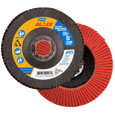 Norton 66261190003 5x7/8” Blaze R980P Ceramic Alumina Type 29 Flap Discs, 60 Grit, Coarse, 10 pack