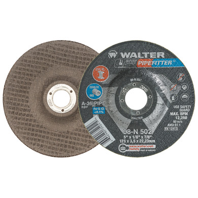 Walter 08N502 5x1/8x7/8 Pipefitter Contaminant Free Grinding Wheels Type 27, 25 pack
