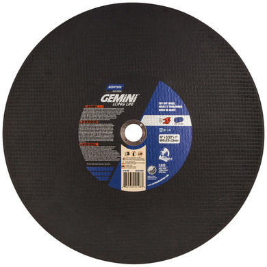 Norton 66253410198 16x3/32x1 In. Gemini AO Chop Saw Cut-Off Wheels, Long Life, Type 01/41, 36 Grit, 10 pack