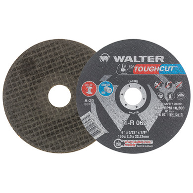 Walter 11R062 6x3/32x7/8 TOUGHCUT Cut-Off Wheels Type 1 Grit A30, 25 pack