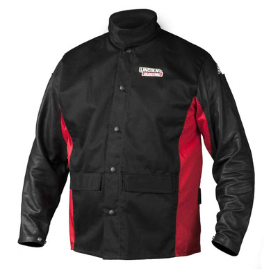 Lincoln Electric K2987 Shadow Grain Leather Sleeve Welding Jacket, Large