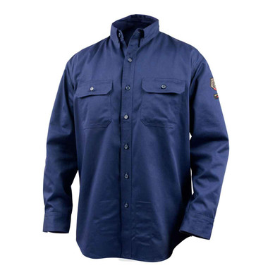 Black Stallion WF2110-NV FR Cotton Work Shirt, NFPA 2112 Arc Rated, Navy, Small