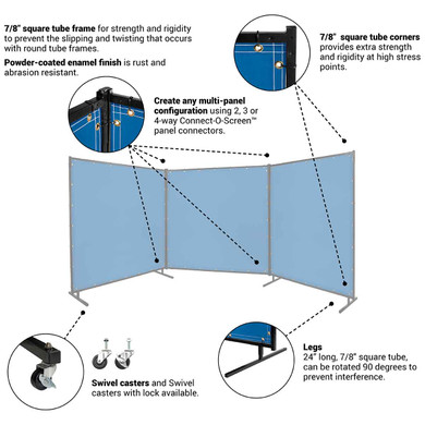 Steiner 535-6X6 Protect-O-Screen Classic with Blue Vinyl Laminated Polyester Welding Curtain with Frame