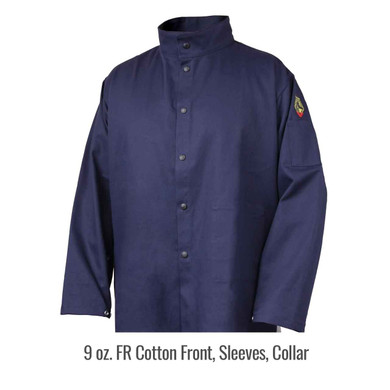 Black Stallion JF1625-NG Stretch-Back FR Cotton Welding Jacket, Navy/Gray, Small