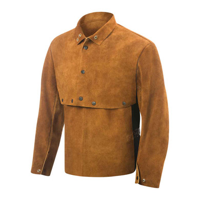 Steiner 9212-S Premium Side Split Cowhide Welding Cape Sleeves With 14" Bib Brown Small