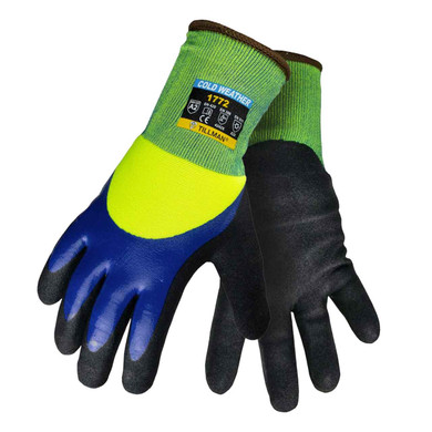Tillman 1772 Cold Weather High-Vis Work Gloves with ANSI A2 Cut Resistance, Small, 12 pack