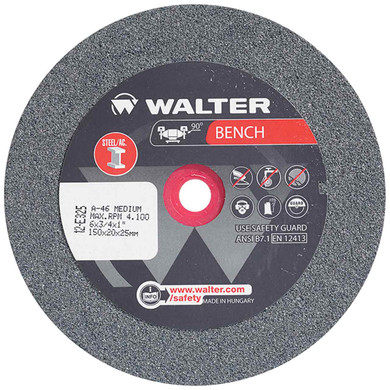 Walter 12E325 6x3/4x1 Bench Grinding Wheel for Steel Type 1 Grade 46 MEDIUM