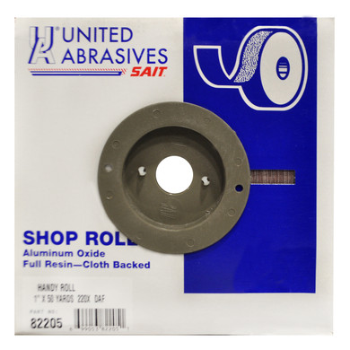 United Abrasives SAIT 82205 Blue Line 1" x 50 Yards DA-F Aluminum Oxide Cloth Handy Shop Rolls 220 Grit