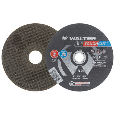 Walter 11R072 7x3/32x7/8 TOUGHCUT Cut-Off Wheels Type 1 Grit A30, 25 pack