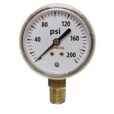 Weldcote Metals GAUGE212X200 Pressure Gauge 2-1/2" X 200 PSI, Brass