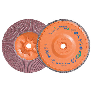 Walter 06F604 6x5/8-11 Enduro-Flex Stainless Spin-On Flap Discs with Eco-Trim Backing 40 Grit Type 27S, 10 pack