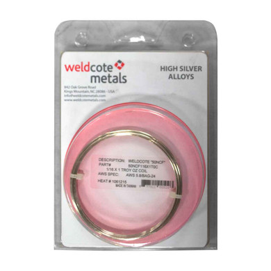 Weldcote Metals 50 N Silver Solder 1/16" Diameter Cadmium Free 1 Troy Oz.