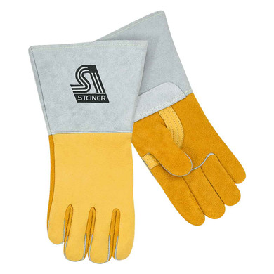 Steiner 8500 Premium Grain Elkskin Back Reverse Grain Elkskin Palm Stick Welding Gloves Nomex Lined Back Small