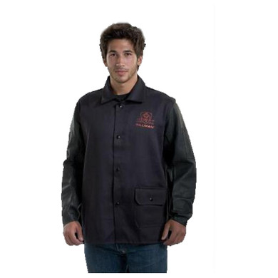 Tillman 9230 30" 9 oz. Black FR Westex Cotton/Cowhide Welding Jacket, 3X-Large