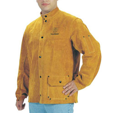 Tillman 3285 36" Brown Premium Side Split Cowhide Welding Jacket, Medium