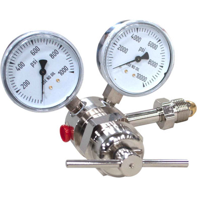 Miller Smith 823-00-09 Silverline High Pressure Analytical Brass Single Stage Regulators, 500 PSI