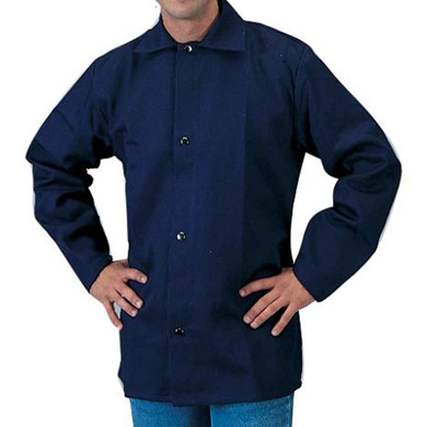 Tillman 6230B 30" 9 oz. Navy Blue FR Cotton Welding Jacket, Small