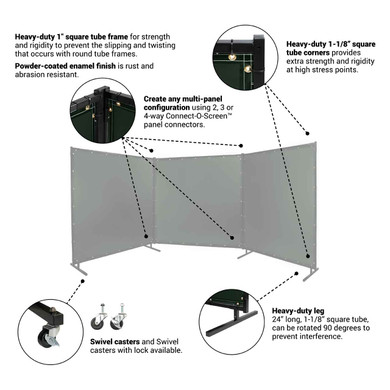 Steiner 533HD-6X8 Protect-O-Screen HD with Green Transparent Vinyl FR Welding Screen with Frame