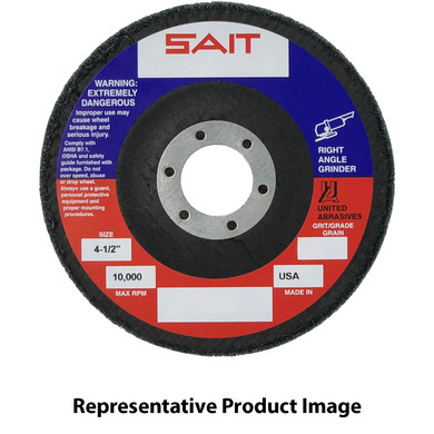 United Abrasives SAIT 77885 4-1/2x7/8 Unitized Wheels Series 811 Type 27 Aluminum Oxide Hard Density Coarse Grade, 4 pack
