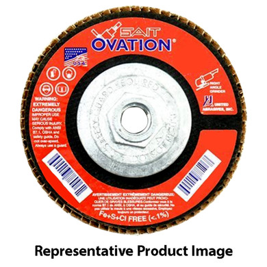 United Abrasives SAIT 78128 5x5/8-11 Ovation Type 27 With Hub High Density Zirconium Flap Discs 60 Grit, 10 pack