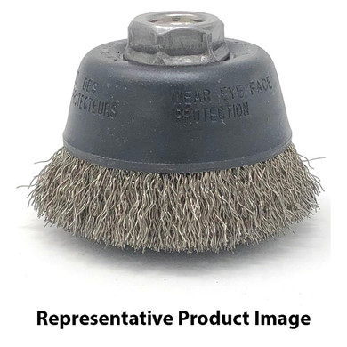 United Abrasives SAIT 06408 2-3/4x.014x5/8-11 Blue Line Stainless Steel Small Cup Brush CRIMPED Wire