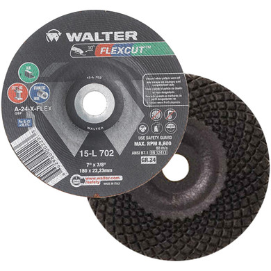 Walter 15L702 7x7/8 Flexcut Grinding Wheels Contaminant Free Type 29 Grit 24, 25 pack