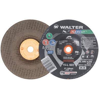 Walter 15L603 6x5/8-11 Flexcut Spin-On Grinding Wheels Contaminant Free Type 29S Grit 60, 25 pack
