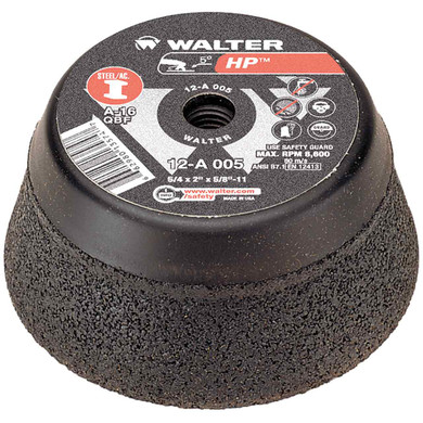 Walter 12A005 5x5/8-11 HP Heavy Duty Spin-On Cup Wheel for Steel Type 11 Grit A16