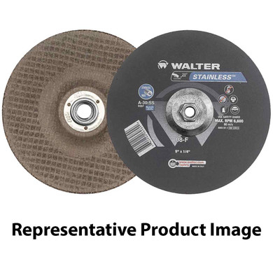 Walter 08F905 9x1/4x5/8-11 Metal Hub Stainless Superior Contaminant Free Cutting Grinding Wheels Type 27, 10 pack