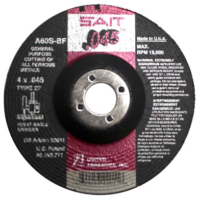 United Abrasives SAIT 22011 4x.045x5/8 A60S General Purpose High Speed Cut-off Wheels, 50 pack