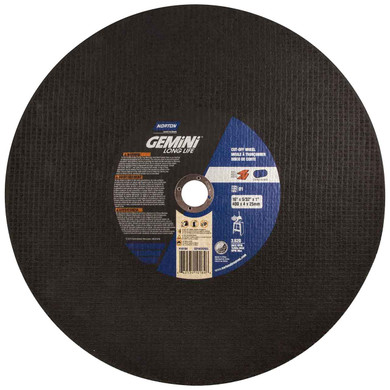 Norton 66253410184 16x5/32x1 In. Gemini Long Life 57A AO Type 01/41 Stationary Saw Cut-Off Wheels, 24 Grit, 10 pack