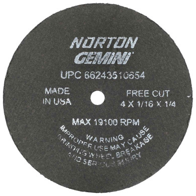 Norton 66243510654 4x1/16x1/4 In. Gemini AO Small Diameter Reinforced Cut-Off Wheels, Free Cut, Type 01/41, 36 Grit, 25 pack