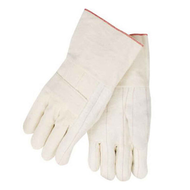 Black Stallion 1424 24 oz. White Cotton Hot Mill Gloves, Large, 12 pack