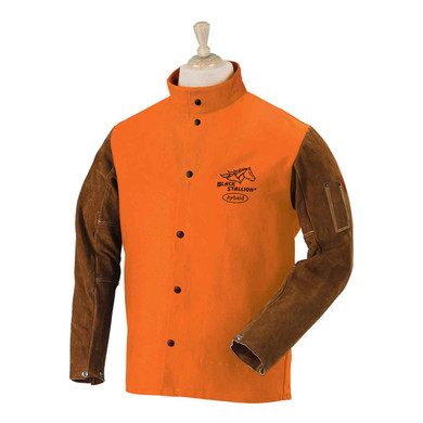 Black Stallion FO9-30C/BS Hybrid FR Cotton/Cowhide Welding Jacket, Orange, 4X-Large