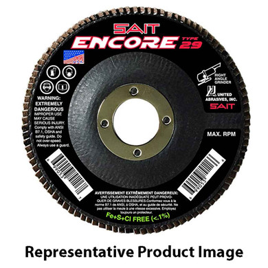 United Abrasives SAIT 79111 4-1/2x7/8 Encore Type 29 General Purpose No Hub Zirconium Flap Discs 120 Grit, 10 pack