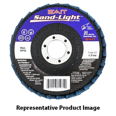 United Abrasives SAIT 71994 5x7/8 Sand-Light Flap Discs Type 27 Very Fine BLUE, 5 pack