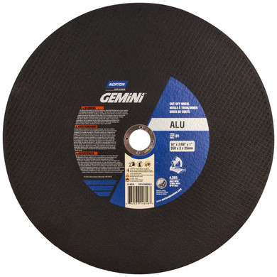 Norton 66253314816 14x7/64x1 In. Gemini AO Chop Saw Cut-Off Wheels, ALU, Type 01/41, 36 Grit, 10 pack