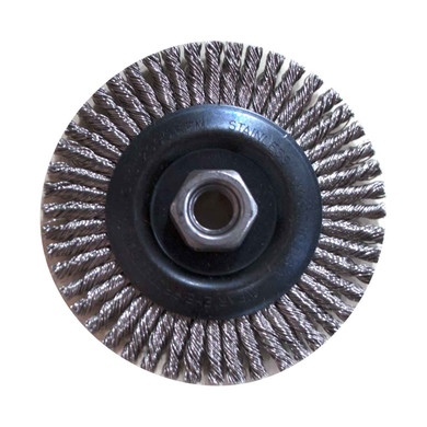 United Abrasives SAIT 03382 5x.020x5/8-11 Stainless Steel Wire Wheel Stringer Bead Pipeline Brushes KNOT, 6 pack