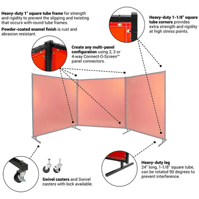 Steiner 548HD-8X8 Protect-O-Screen HD with Orange Tinted Transparent Vinyl Welding Curtain with Frame