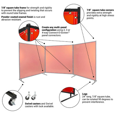 Steiner 548-6X8 Protect-O-Screen HD with Orange Tinted Transparent Vinyl Welding Curtain with Frame