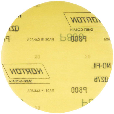 Norton 66261101618 6 In. Q275 No-Fil Aluminum Oxide Fine Grit Film Hook & Loop Discs, P800 Grit, 50 pack