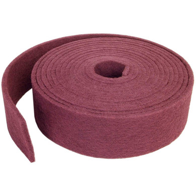 Norton 66261004281 6” x 30’ Bear-Tex Non-Woven Rolls, Premium Aluminum Oxide, General Purpose Very Fine Grit, 777 Maroon, 3 pack