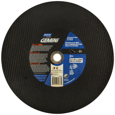 Norton 70184672877 14x1/8x1"/20mm Gemini Asphalt SC High Speed Cut-Off Wheels, Type 01/41, 24 Grit, 10 pack