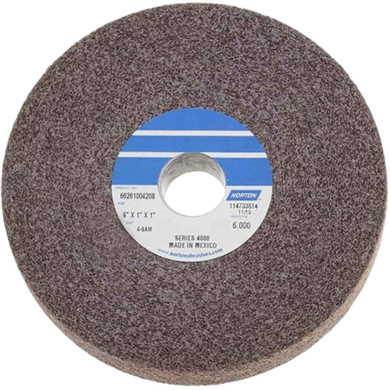 Norton 66261004208 6x1x1 In. Bear-Tex Series 4000 Aluminum Oxide Medium Grit Non-Woven Convolute Wheels, 3 pack