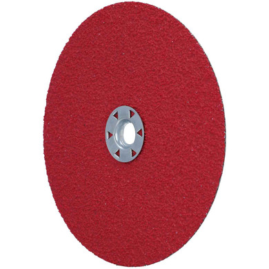 Norton 66261138765 7 In. Red Heat F981 CA Speed-Change Fastener Fiber Locking Disc, Extra Coarse, 24 Grit, 25 pack