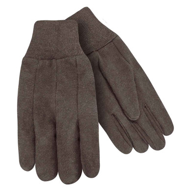 Steiner 00191 Cotton Brown Jersey 7 oz Gloves, Knit Wrist Cuff, Large, 12 pack